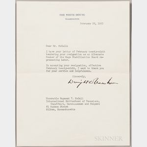 Eisenhower, Dwight D. (1890-1969) Typed Letter Signed, 28 February 1953.