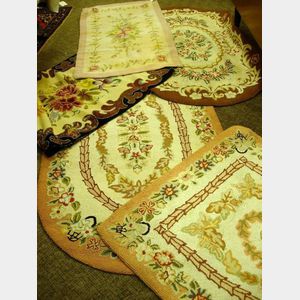 Five Assorted Floral Pattern Hooked Rugs.