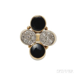 14kt Gold, Onyx, and Diamond Ring
