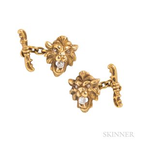 Antique 18kt Gold and Diamond Cuff Links
