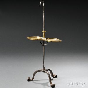 Wrought Iron and Brass Table-top or Hanging Lamp Stand