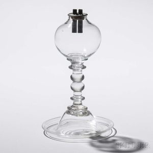 Colorless Free-blown Globe Whale Oil Lamp