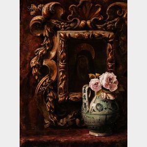 Caroline Minturn Birckhead Hall (American, 1874-1972) Still Life with Old Master Painting and Roses
