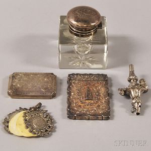 Five Silver and Silver-mounted Personal Items