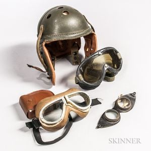 American Tanker Helmet and Three Pairs of Goggles