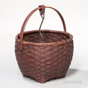 Red-painted Swing-handled Splint Basket