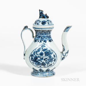 Blue and White Covered Ewer