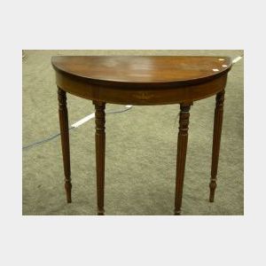 Federal-style Mahogany Inlaid Demi-lune Side Table.