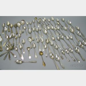 Approximately Seventy-six Assorted Coin Silver Spoons.
