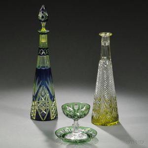 Group of American Green Cut Glass