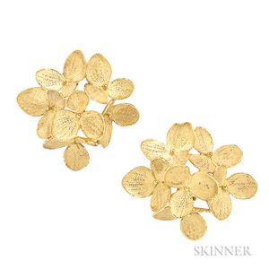 18kt Gold "Hydrangea" Earrings, John Iversen