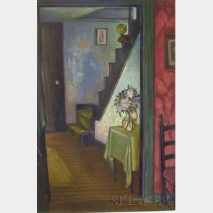 Framed Oil on Canvas Interior View by Kalman Oswald (American, 1888-1975)