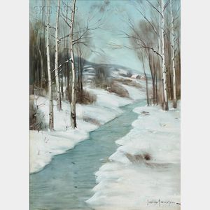 Svend Rasmussen Svendsen (American, 1864-1945) Stream in Winter.
