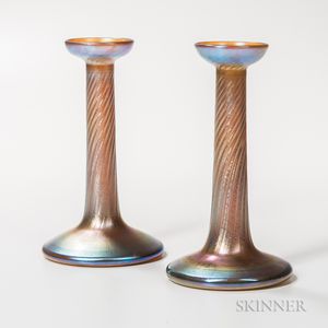 Two Tiffany Favrile Candleholders