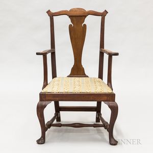 Queen Anne-style Walnut Armchair