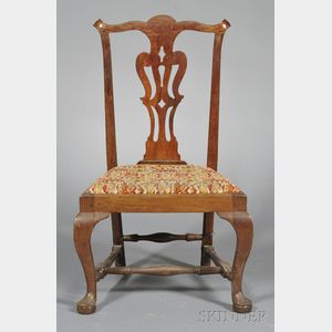 Chippendale Walnut Transitional Side Chair