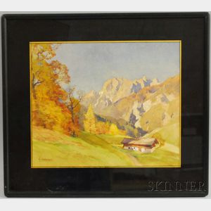 Edward Harrison Compton (British, 1881-1960) Alpine View in Fall