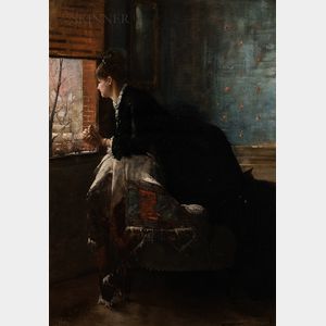 Louis-Charles Verwée (Belgian, 1832-1882) Woman Gazing Out a Window