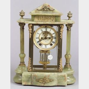 Ansonia Onyx Temple-form Mantel Clock