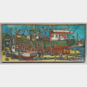 John Day (American, 20th Century) Boatyard
