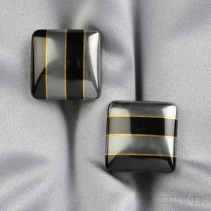 18kt Gold, Onyx, and Hematite Earclips, Tiffany & Co.