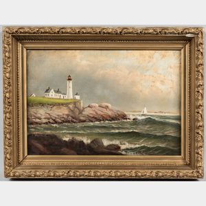 American School, 19th/20th Century Seascape with Lighthouse