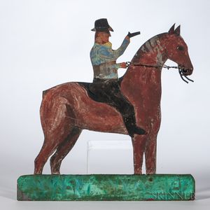 Painted Tin Man on Horseback Weathervane