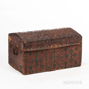 Leather Tack-decorated Dome-top Trunk