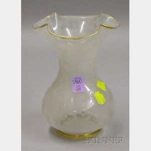 Continental Etched Colorless Glass Vase
