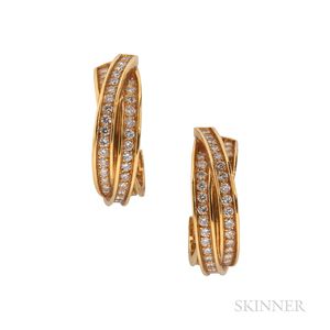 Cartier 18kt Gold and Diamond "Trinity" Earclips