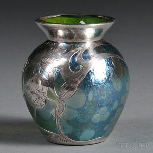 Loetz Phanomen Genre 1/473 Silver Overlay Art Glass Vase