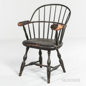 Leather-upholstered Sack-back Windsor Chair