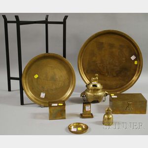Eight Asian Brass Decorative Items