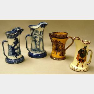 Four Doulton Transfer Decorated Jugs