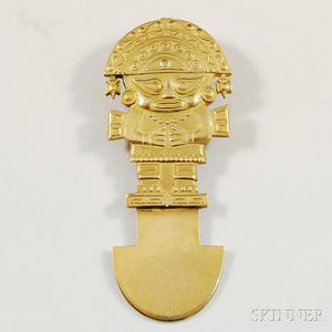 18kt Gold Aztec-style Pendant