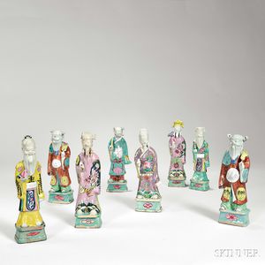 Set of Famille Rose Figures of the Eight Daoist Immortals