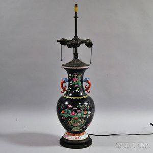 Famille Noire Enameled Porcelain Vase