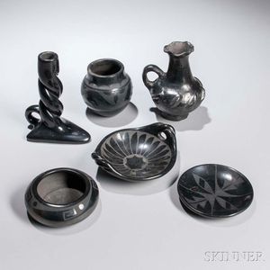 Six Southwestern Blackware Pottery Vessels