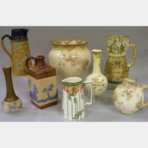 Eight Doulton Decorated Stoneware and Ceramic Items