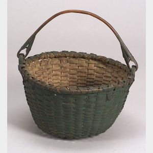 Green Painted Woven Splint Basket