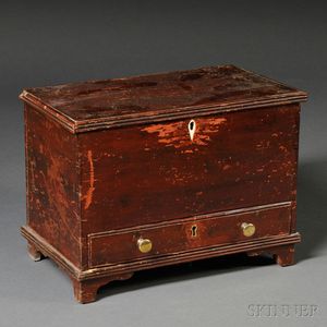 Brown-painted Miniature Blanket Chest over Drawer