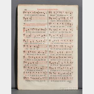 Missal Leaves, Printed Music, 18th Century.