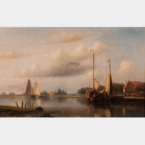 Hendrick Hulk (Dutch, 1842-1937) Dutch Canal Scene