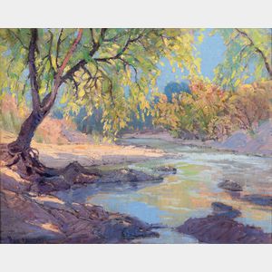 Paul Lauritz (American/Norwegian, 1889-1975) Along the Stream, Pasadena