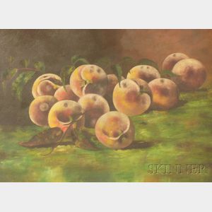 Framed 20th Century American School Oil on Canvas Still Life with Peaches