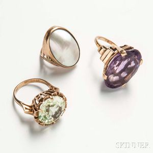 Two 14kt Gold Cocktail Rings