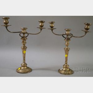 Pair of Gorham Weighted Sterling Three-light Convertible Candelabra
