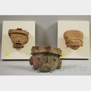 Three Pre-Columbian Face and Mask Fragments