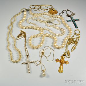 Group of Pearl and Cross Jewelry