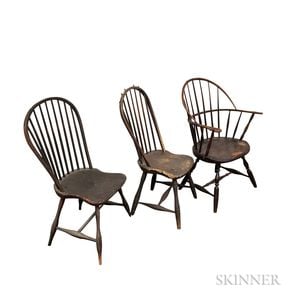 Two Bow-back Windsor Chairs and a Sack-back Windsor Chair